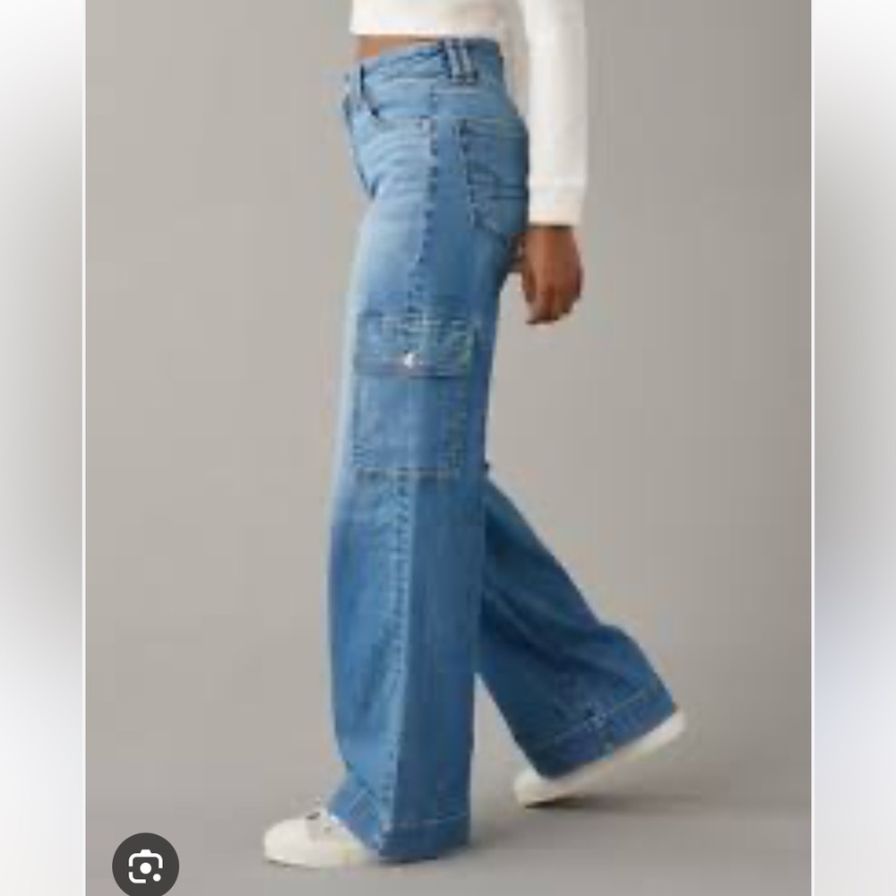 American Eagle Outfitters Dreamy Drape High Waist Wide Leg Cargo Jeans